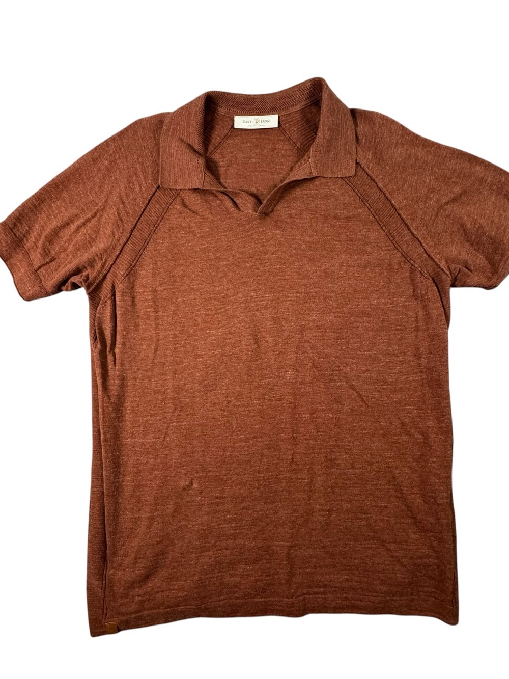Retro Short-Sleeve Knit Polo in Rust Heather